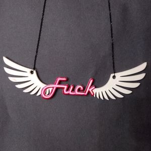 Flying F*ck big statement necklace adult humor 3d printed